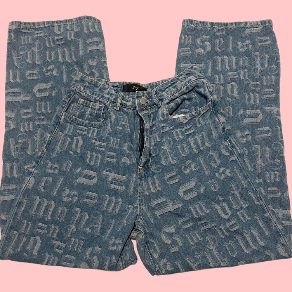 Juny wide leg patch jeans sz S